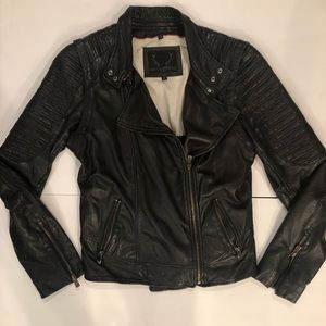 Genuine Leather Jacket with Zipper Detail